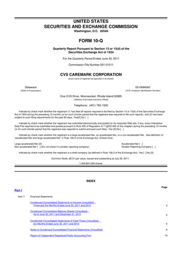 Thumbnail CVS Health 10-Q Quarterly Report FY2011 