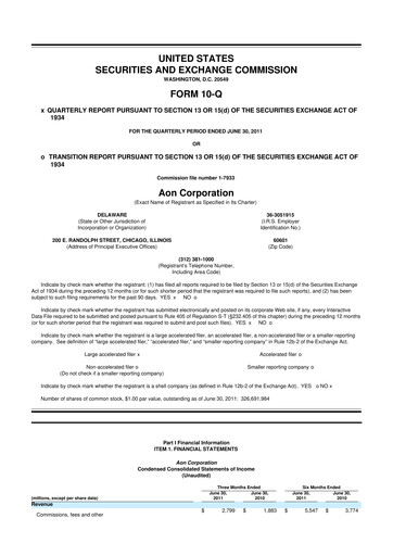 Thumbnail Aon 10-Q Quarterly Report FY2011 