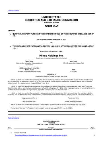 Thumbnail Hilltop Holdings 10-Q Quarterly Report FY2011 