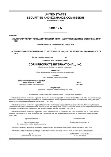 Thumbnail Ingredion 10-Q Quarterly Report FY2011 