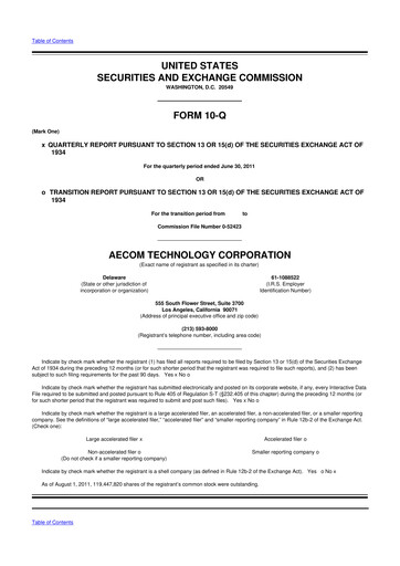 Thumbnail AECOM 10-Q Quarterly Report FY2011 