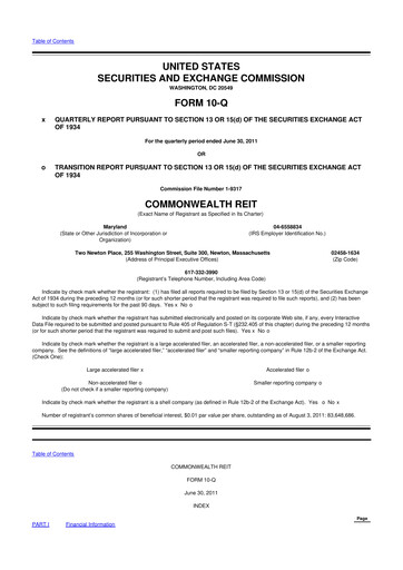 Thumbnail Equity Commonwealth 10-Q Quarterly Report FY2011 