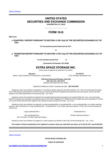 Vorschaubild Extra Space Storage
 10-Q Quartalsbericht 2011 
