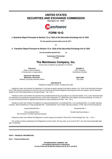 Thumbnail The Manitowoc Company
 10-Q Quarterly Report FY2011 