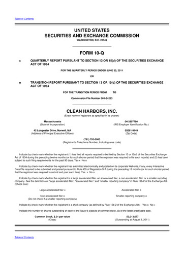 Thumbnail Clean Harbors
 10-Q Quarterly Report FY2011 
