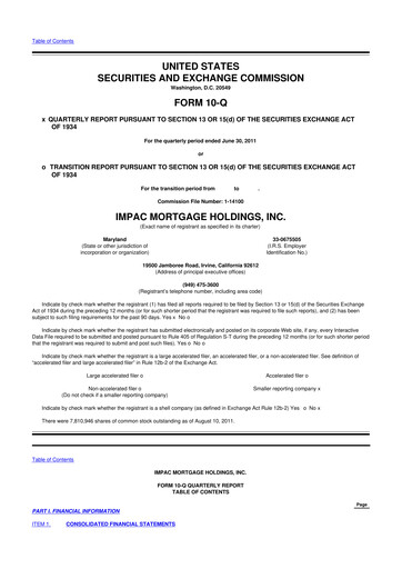 Thumbnail Impac Mortgage Holdings 10-Q Quarterly Report FY2011 