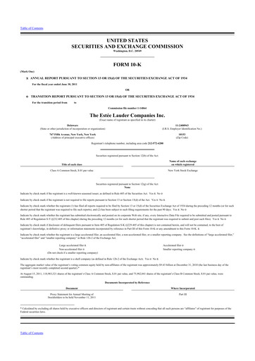 Thumbnail Estee Lauder 10-K Annual Report 2011