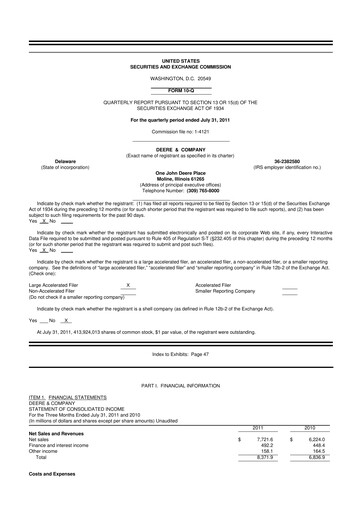 Thumbnail Deere & Company (John Deere) 10-Q Quarterly Report FY2011 