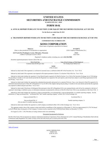 Thumbnail Koss 10-K Annual Report 