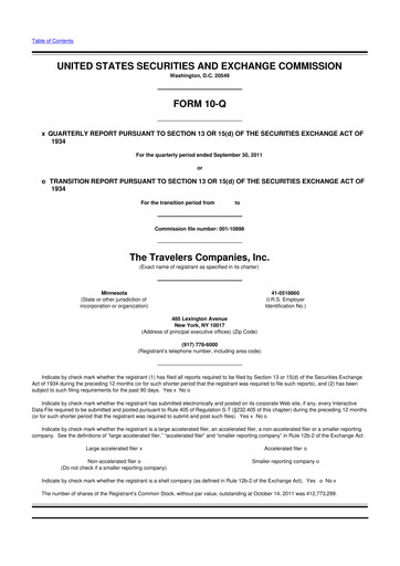 Thumbnail The Travelers Companies 10-Q Quarterly Report FY2011 