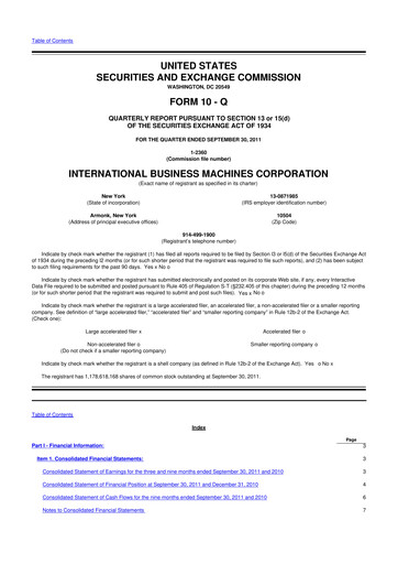 Thumbnail IBM 10-Q Quarterly Report FY2011 