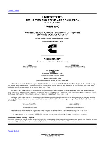 Vorschaubild Cummins
 10-Q Quartalsbericht 2011 