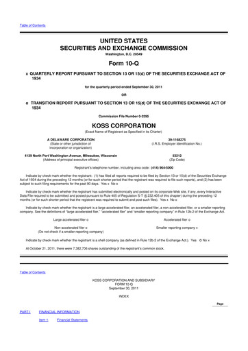 Thumbnail Koss 10-Q Quarterly Report FY2012 