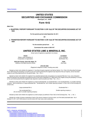 Thumbnail United States Lime & Minerals  10-Q Quarterly Report FY2011 
