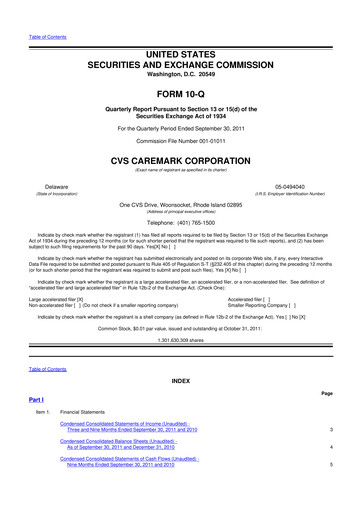 Thumbnail CVS Health 10-Q Quarterly Report FY2011 