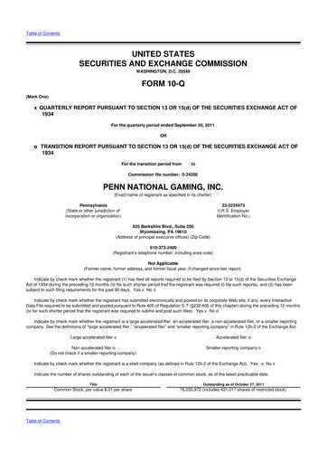 Thumbnail PENN Entertainment
 10-Q Quarterly Report FY2011 