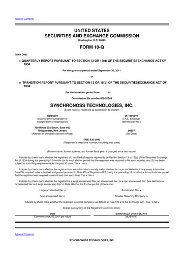 Thumbnail Synchronoss Technologies 10-Q Quarterly Report FY2011 