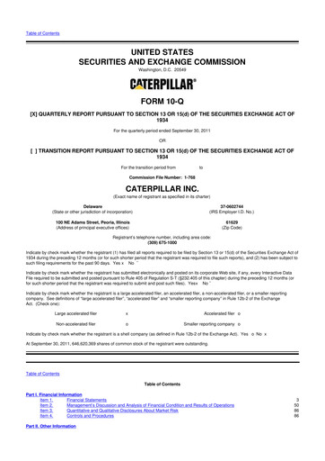 Vorschaubild Caterpillar 10-Q Quartalsbericht  