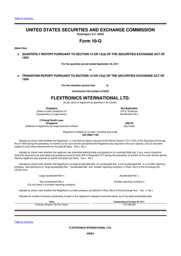 Thumbnail Flex 10-Q Quarterly Report FY2012 