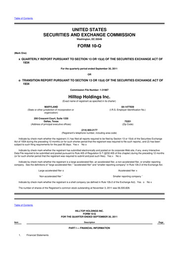 Thumbnail Hilltop Holdings 10-Q Quarterly Report FY2011 
