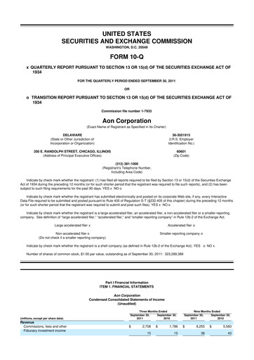 Thumbnail Aon 10-Q Quarterly Report FY2011 