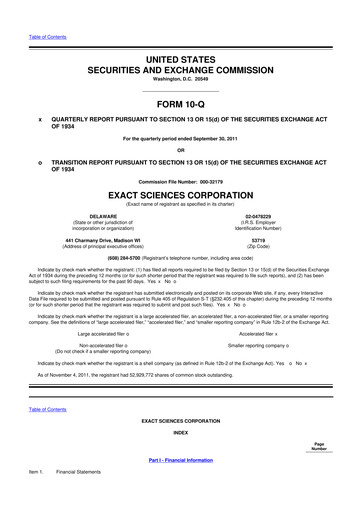 Vorschaubild Exact Sciences 10-Q Quartalsbericht 2011 