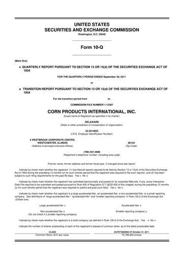 Thumbnail Ingredion 10-Q Quarterly Report FY2011 