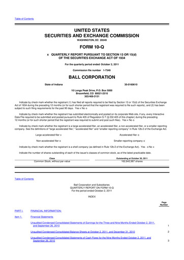 Thumbnail Ball Corporation
 10-Q Quarterly Report FY2011 