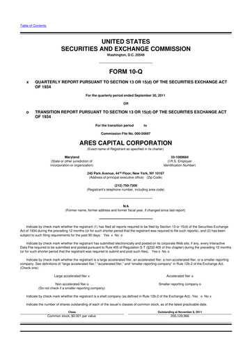 Thumbnail Ares Capital
 10-Q Quarterly Report FY 