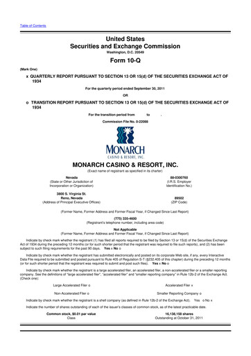 Thumbnail Monarch Casino & Resort 10-Q Quarterly Report FY2011 
