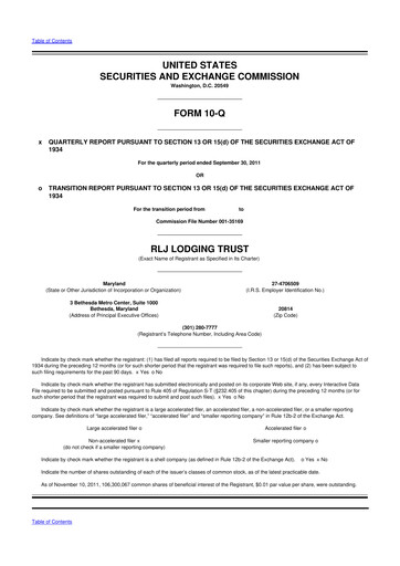 Thumbnail RLJ Lodging Trust 10-Q Quarterly Report FY2011 