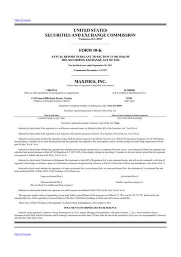 Thumbnail Maximus 10-K Annual Report 2011