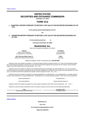 Vorschaubild BankUnited
 10-Q Quartalsbericht  