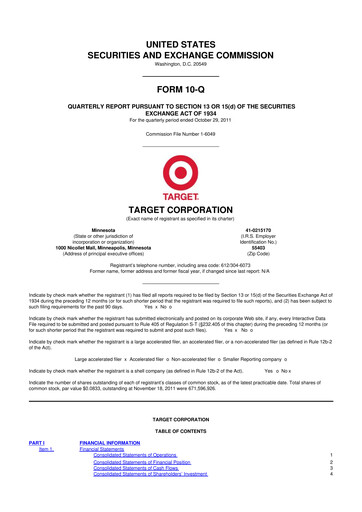 Thumbnail Target 10-Q Quarterly Report FY2011 