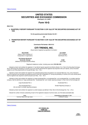 Thumbnail Citi Trends, Inc. 10-Q Quarterly Report FY 