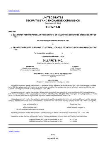 Thumbnail Dillard's
 10-Q Quarterly Report FY2011 