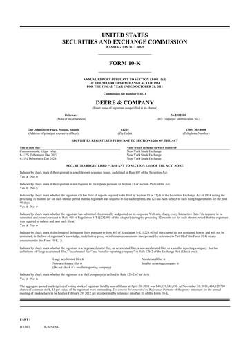 Thumbnail Deere & Company (John Deere) 10-K Annual Report 2011