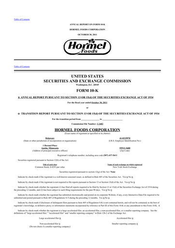 Thumbnail Hormel Foods 10-K Annual Report 2011