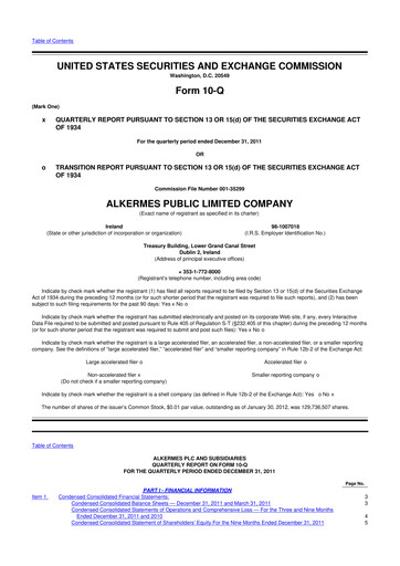 Miniature Alkermes 10-Q Rapport trimestriel 2012 