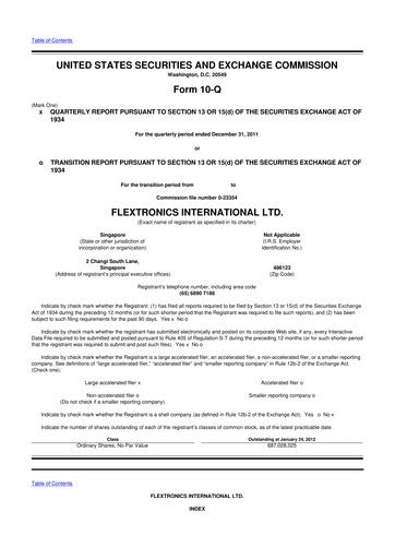 Thumbnail Flex 10-Q Quarterly Report FY2012 