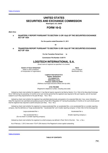 Thumbnail Logitech 10-Q Quarterly Report FY2012 