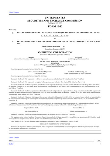 Thumbnail Amphenol 10-K Annual Report 2011