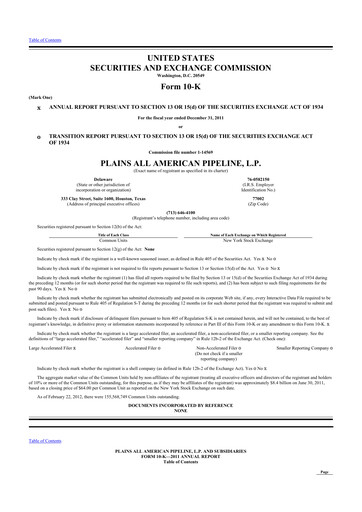 Thumbnail Plains All American Pipeline 10-K Annual Report 2011