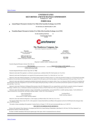 Thumbnail The Manitowoc Company
 10-K Annual Report 2011