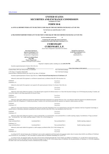 Thumbnail CubeSmart
 10-K Annual Report 2011