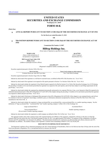 Thumbnail Hilltop Holdings 10-K Annual Report 2011