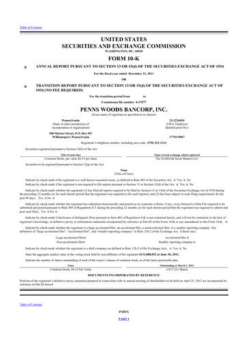 Vorschaubild Penns Woods Bancorp 10-K Jahresbericht 2011