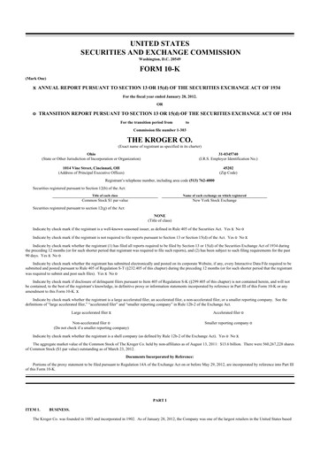 Thumbnail Kroger 10-K Annual Report 2011