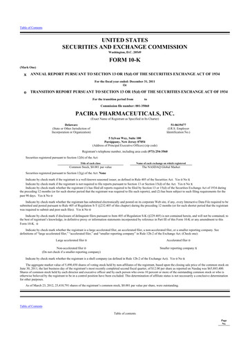 Thumbnail Pacira Biosciences
 10-K Annual Report 2011