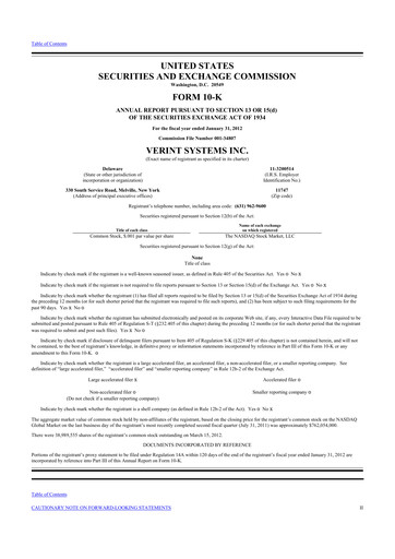 Thumbnail Verint Systems
 10-K Annual Report 2012